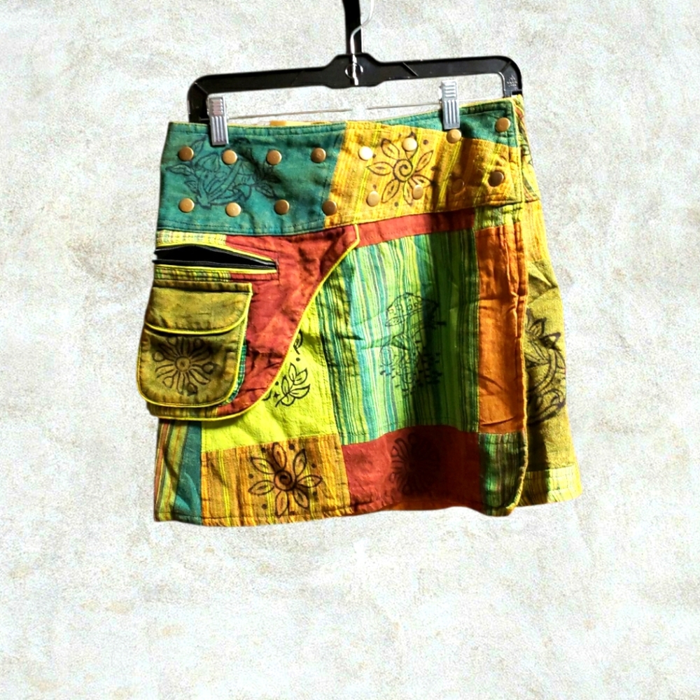 Colorful Patchwork Mini Skirt